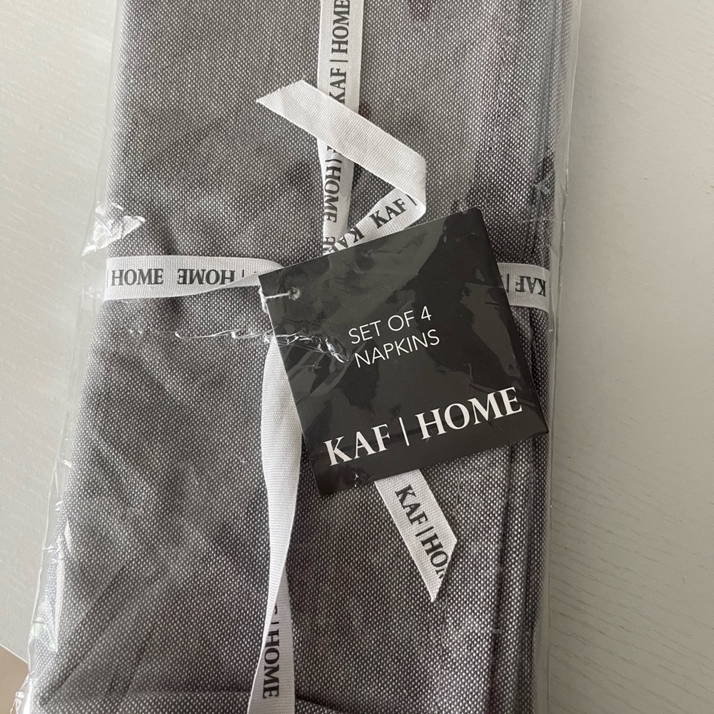 KAF HOME New in Package Light Gray Chambray Cotton Napkins. Set of 4
